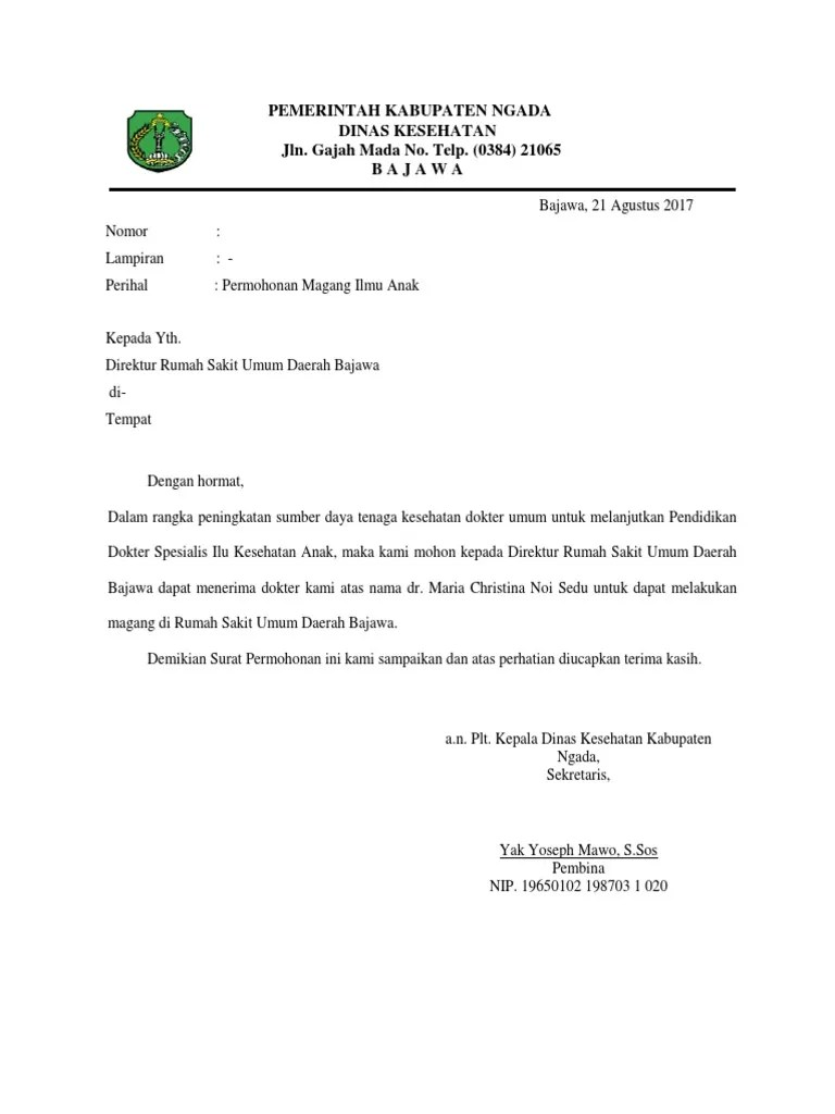 Contoh surat lamaran magang kerja perusahaan. Contoh Surat Magang Di Rumah Sakit Sekitar Rumah