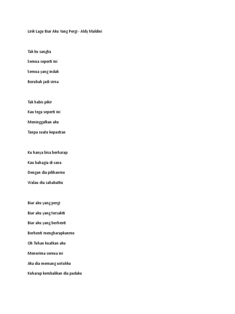 Lirik Lagu Biar Aku Yg Pergi | PDF