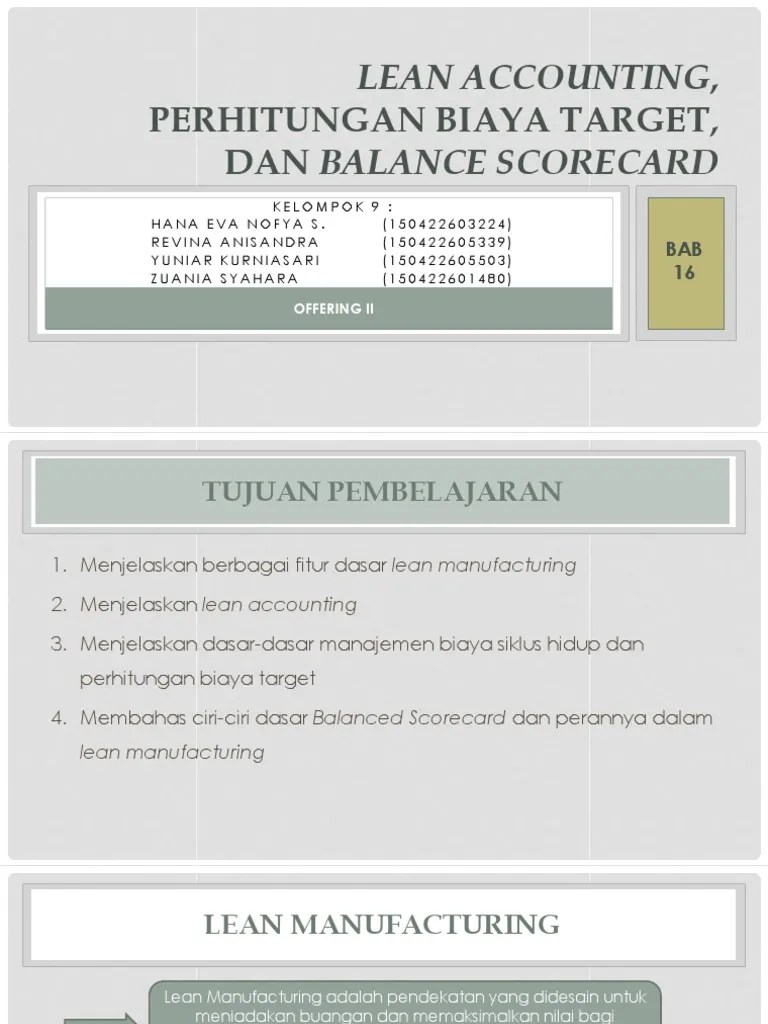 Jurnal rekayasa sistem industri vol. Lean Accounting Perhitungan Biaya Target Dan Balanced Scorecard Pdf