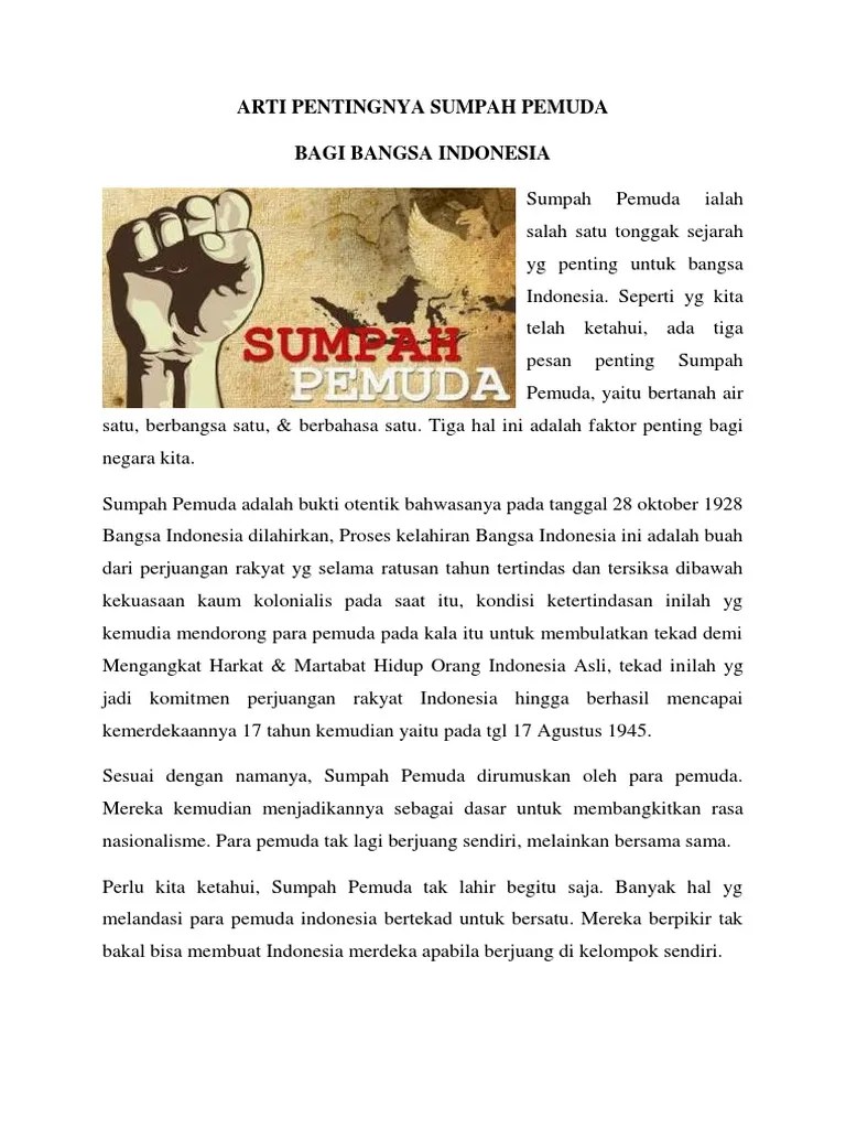 Artikel Arti Pentingnya Sumpah Pemuda | PDF