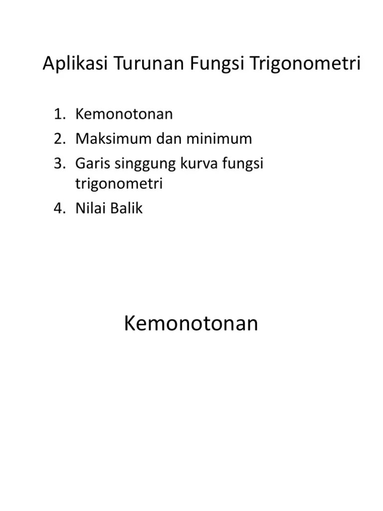 Aplikasi Turunan Fungsi Trigonometri | PDF
