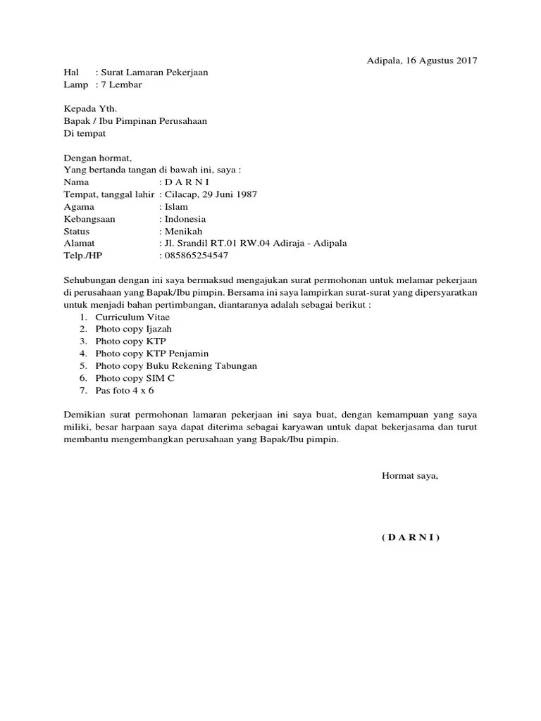 Sangat mudah untuk melamar pekerjaan di pabrik. Lamaran Kerja Pdf
