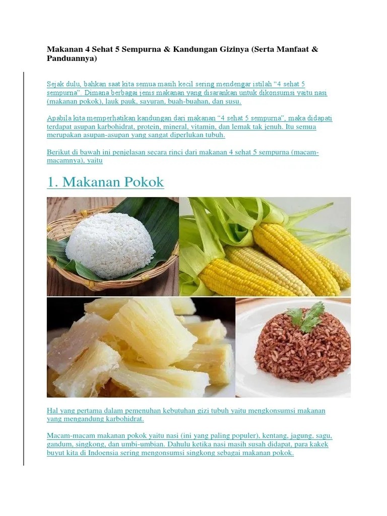 Jenis Makan 4 Sehat 5 Sempurna