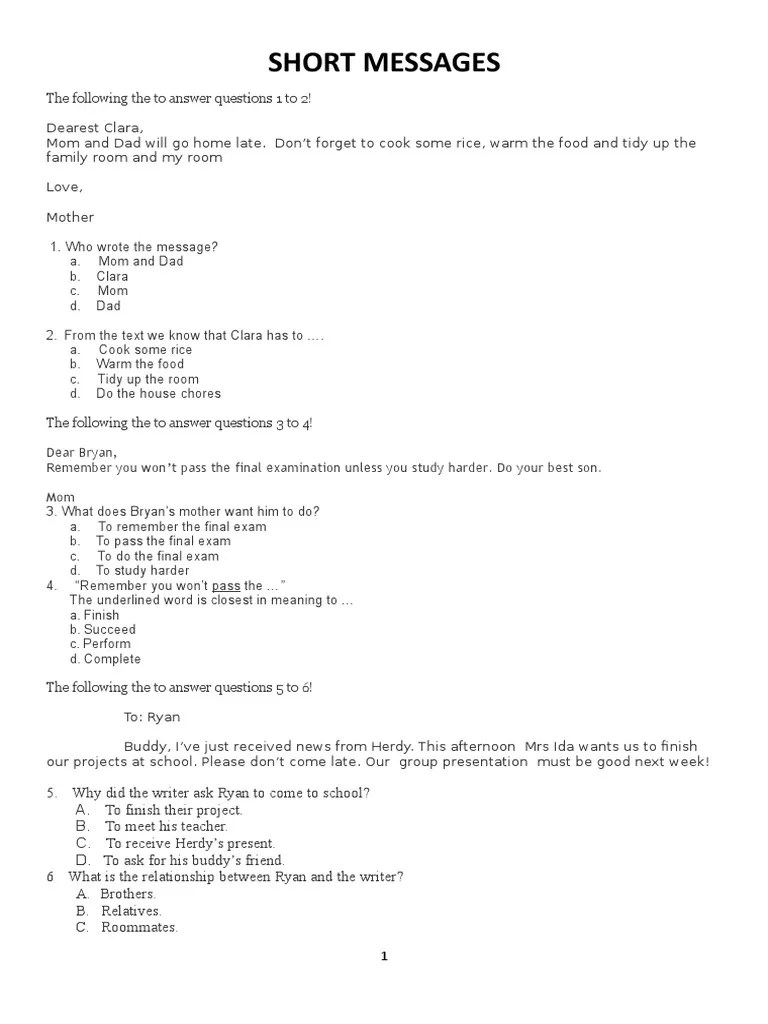 Soal Bahasa Inggris Smp Short Functional Text