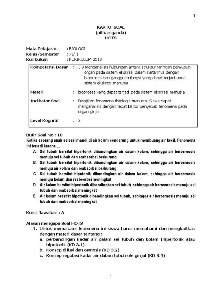 Pusat penilaian pendidikan kartu soal tahun pelajaran : Kartu Soal Hots Pdf