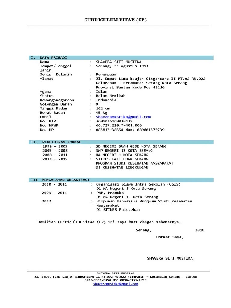 Curriculum vitae untuk organisasi : Cv New Print1