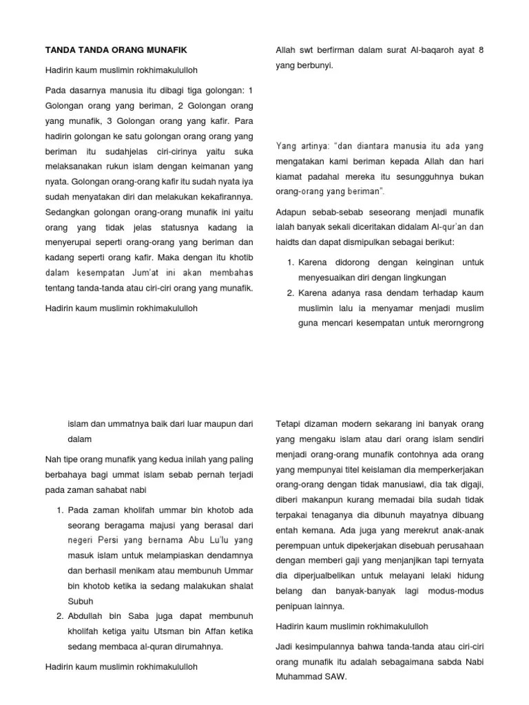 Tanda Tanda Orang Munafik | PDF