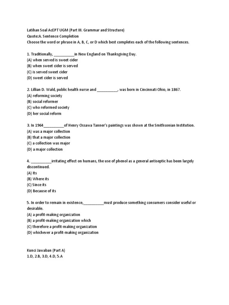 Kumpulan soal utul ugm 2005 sd 2017 tkdu tkpa. Soal Acept Ugm 2017