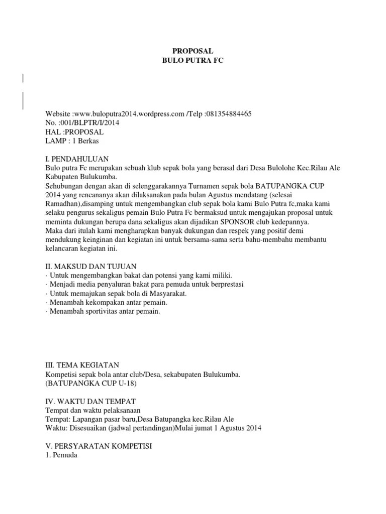 Proposal Bantuan Baju Sepak Bola | PDF