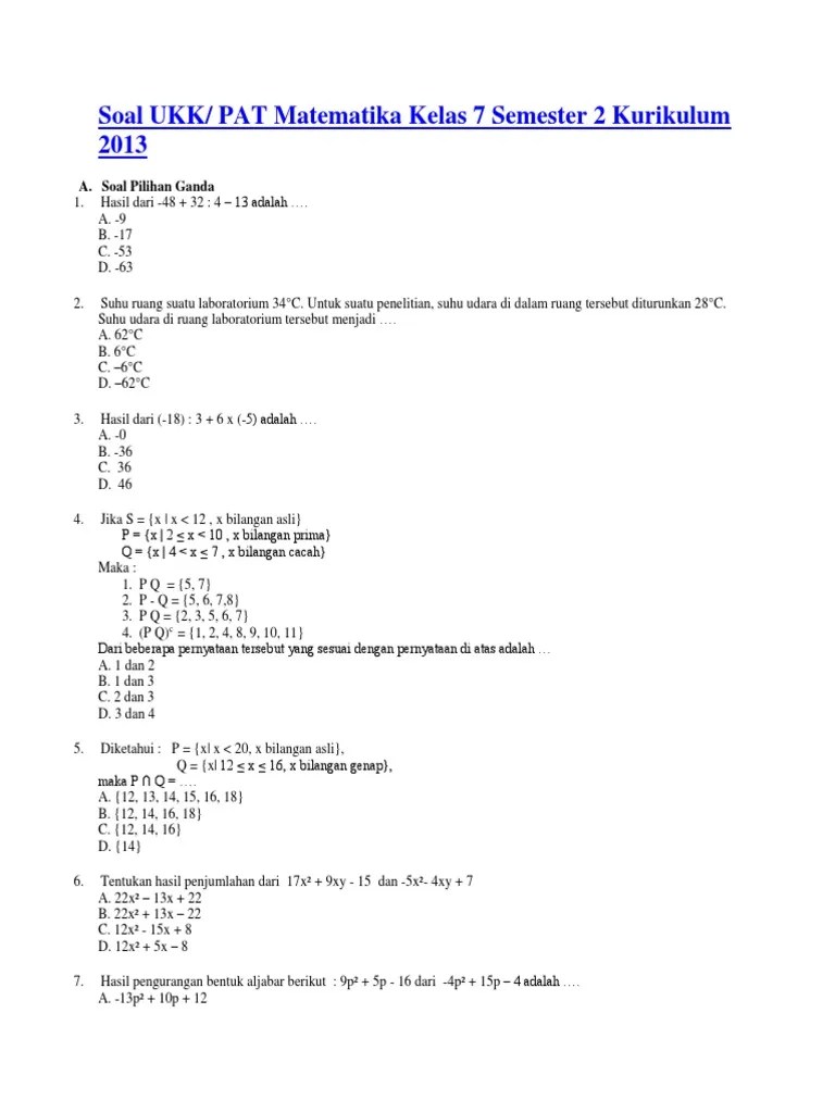Aina mulyana wednesday, february 17, 2021 pat sma. Contoh Latihan Soal: Soal Pat Matematika Peminatan Kelas ...