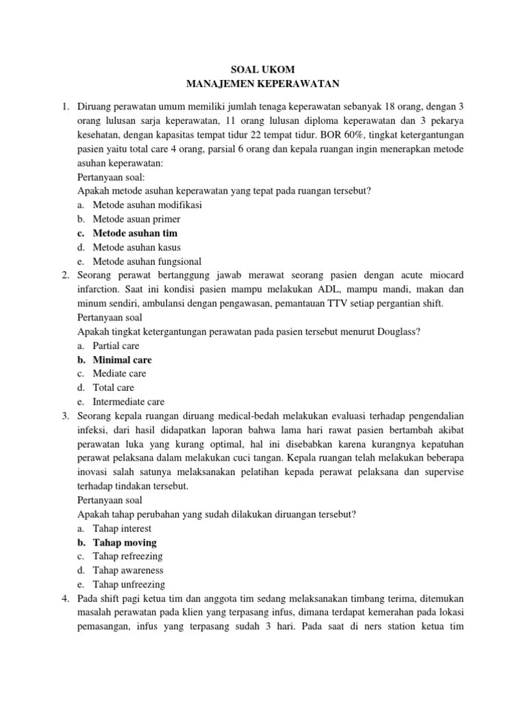 Latihan dan pembahasan soal ukom keperawatan persiapan ukom periode oktober 2020. Soal Ukom Manajemen Pdf