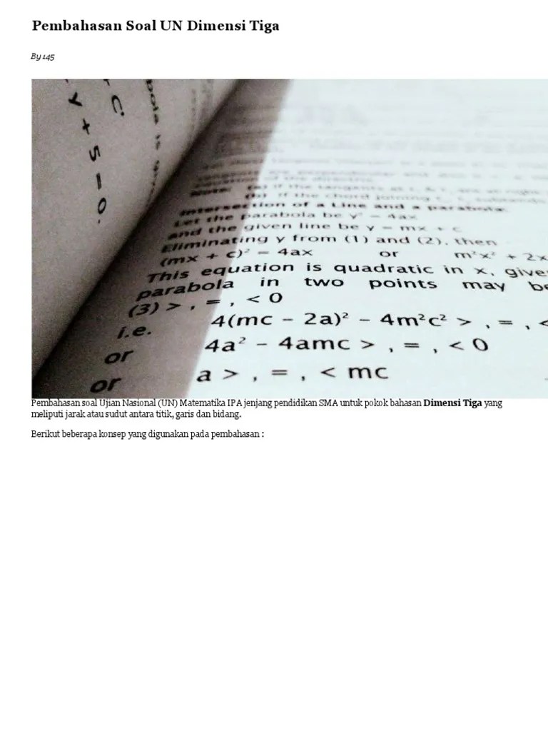 Pembahasan Soal UN Dimensi Tiga | PDF