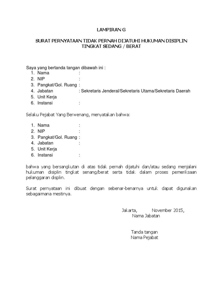 Surat keterangan tidak pernah dijatuhi hukuman disiplin. Surat Pernyataan Tidak Pernah Dijatuhi Hukuman Disiplin Pdf