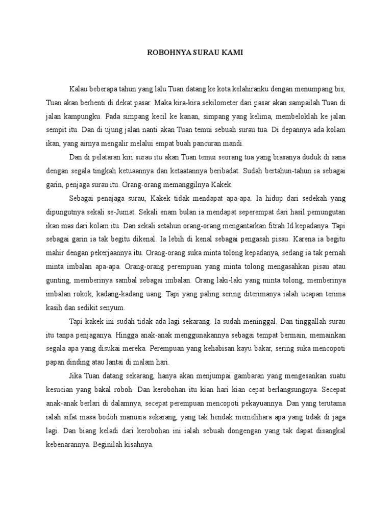 Resensi Cerpen Robohnya Surau Kami
