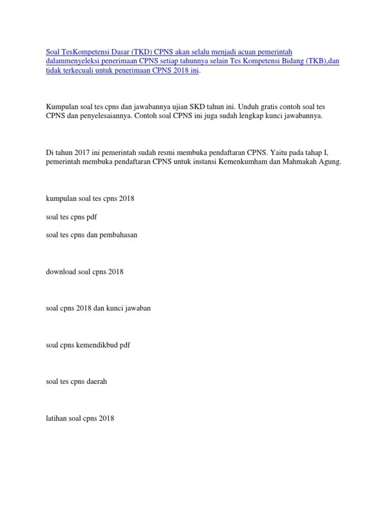 Tryout tkp, tryout twk, soal tiu, tryout tiu serta download ebook soal cpns pdf, latihan soal cpns, online, soal cpns lengkap dengan pembahasan. Contoh Soal Tes Cpns Pdf