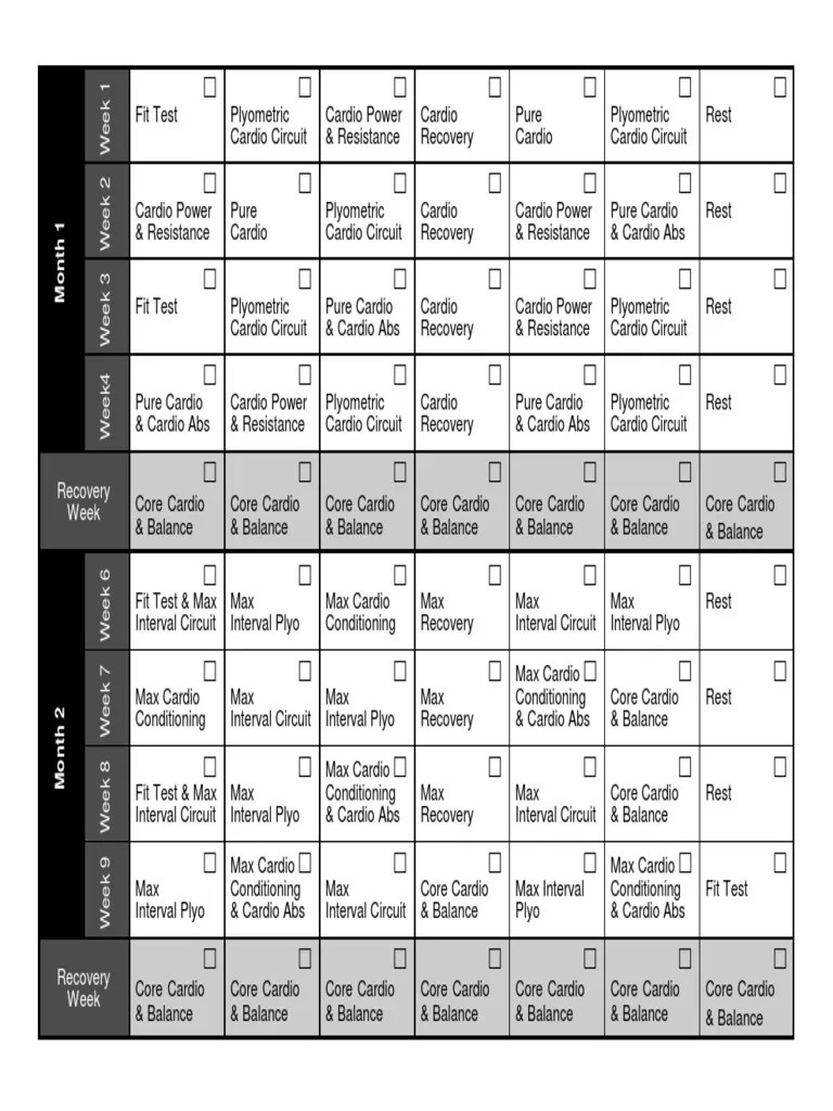 insanity workout calendarpdf physical exercise recreation free