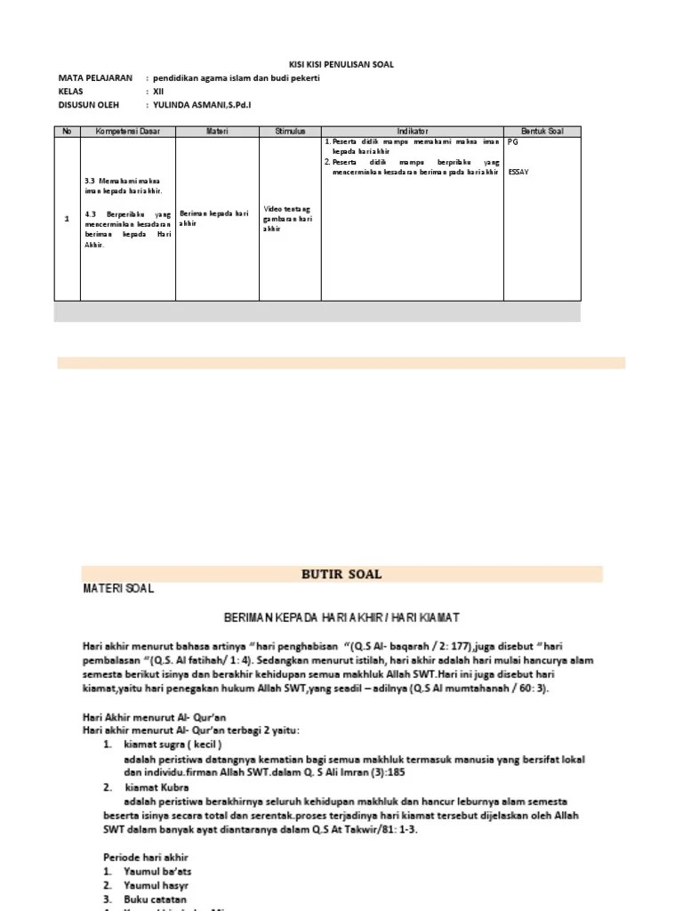 Soal Hots Pai Kls XII | PDF