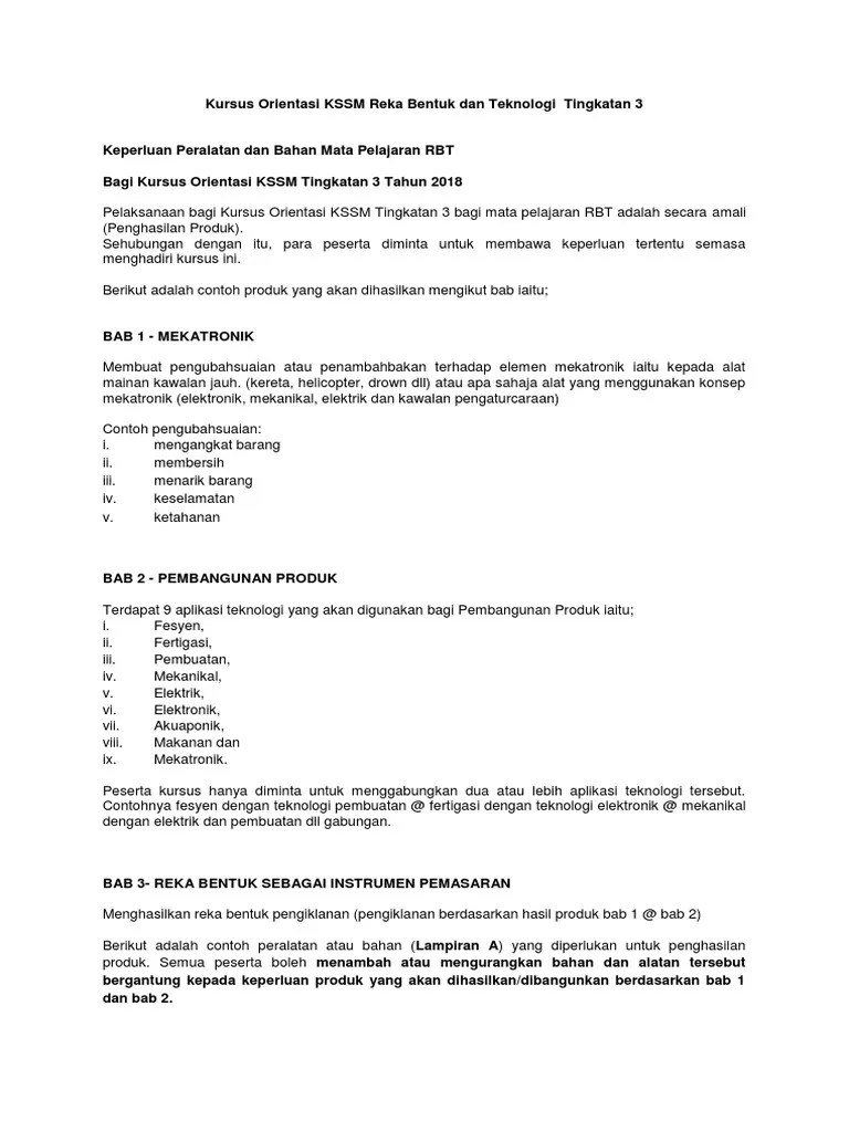 Sebahagian daripada kerja kursus individu. Bahan Kursus Kssm Rbt Tingkatan 3 1 Pdf