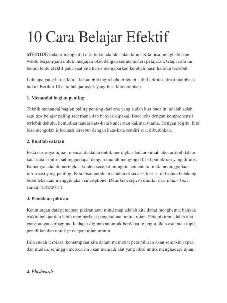 10 Cara Belajar Efektif | PDF