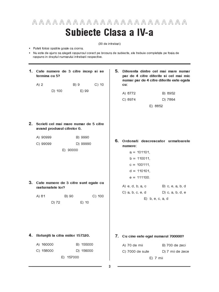 Urma lui x reprezintă diferența dintre numărul format cu atâtea cifre de 9 câte cifre are x și numărul x ;; Brosura2009 A Iv Et 1 Pdf Pdf