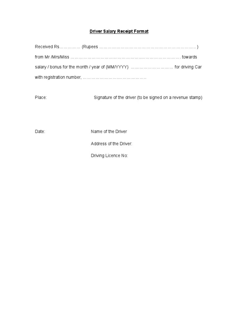driver salary receipt