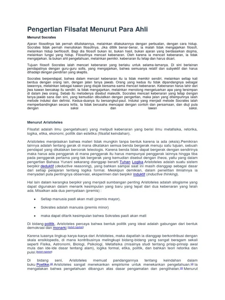 Pengertian Filsafat Menurut para Ahli | PDF