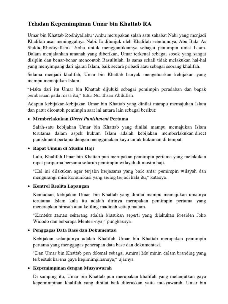 Keteladanan Umar Bin Khattab | PDF