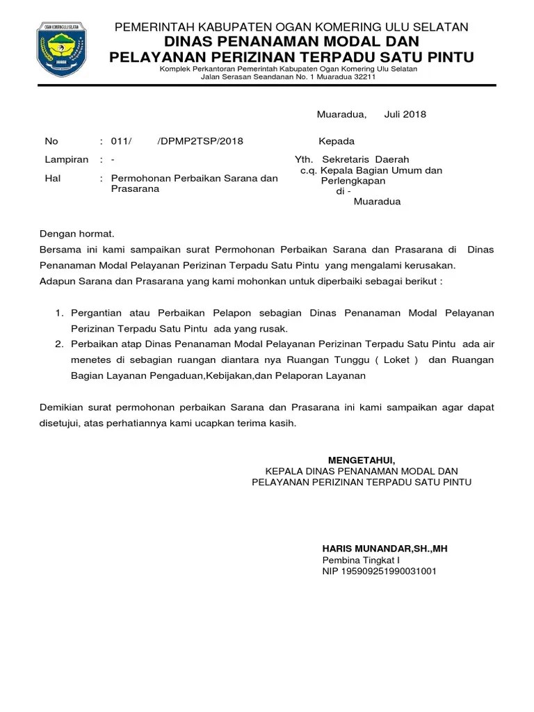 Web resmi dinas penanaman modal dan pelayanan terpadu satu pintu kota bekasi. Surat Permohonan Pdf