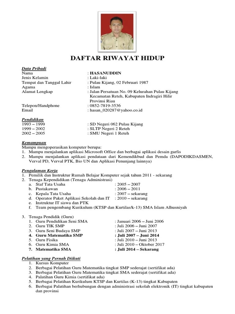 Daftar Riwayat Hidup | PDF