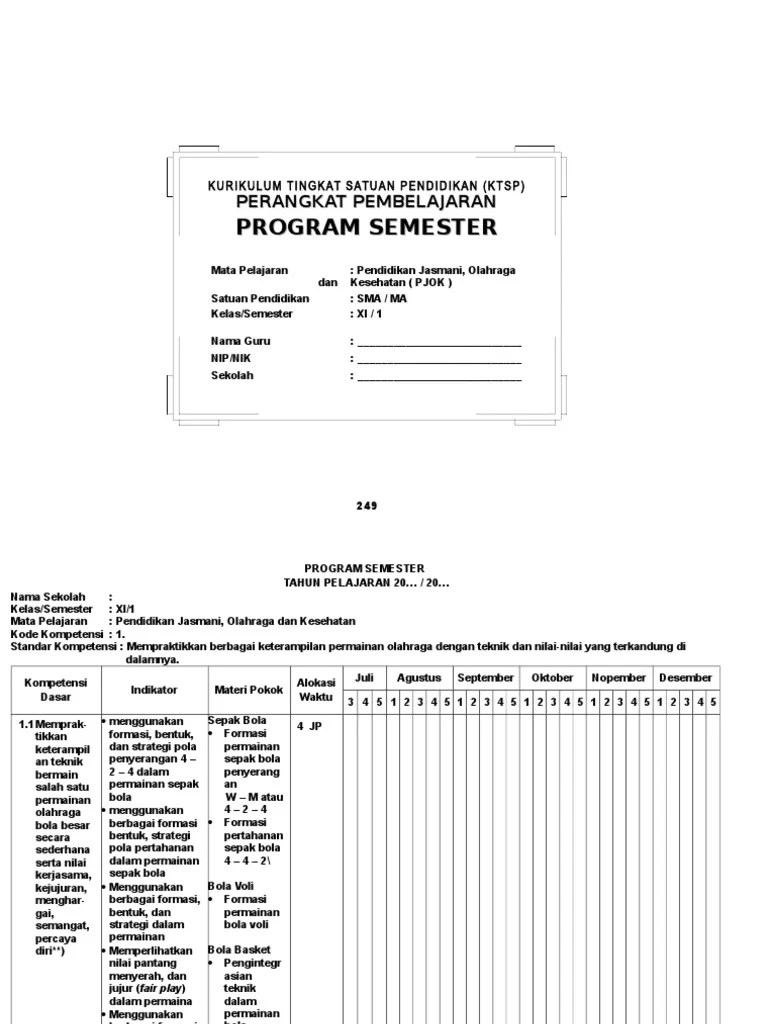 Bapak/ ibu guru dan para pencari file tentang pendidikan juga para sahabat blog chordlaguindoterbaru.blogspot.com.kali ini admin akan membahas dan berbagi tentang perangkat pelajaran yang disusun oleh permendikbud nomor 65 tahun 2013 tentang belajar mengajar siswa mengenai standar proses yaitu. Program Semester Penjaskes Smk
