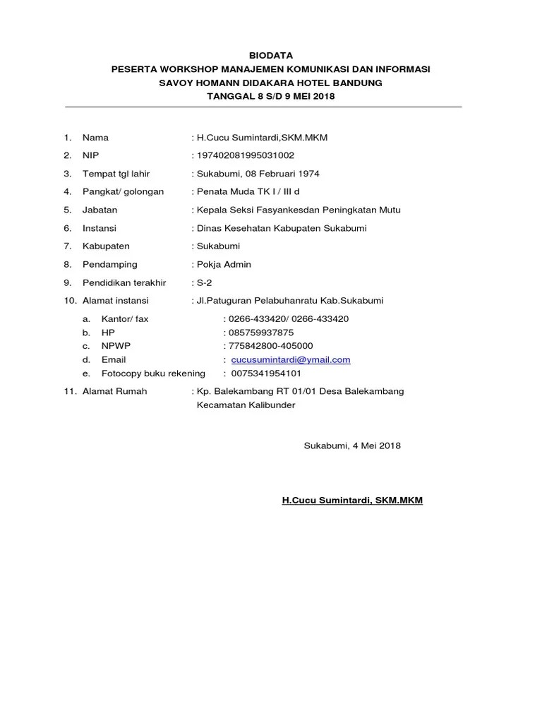 Mudah mengingat cara orang lain melakukan sesuatu . Biodata Peserta Pdf