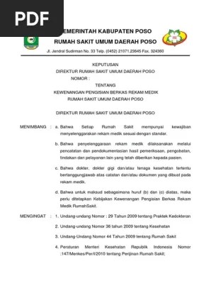 1 SK Kewenangan Pengisian Berkas Rekam Medis | PDF