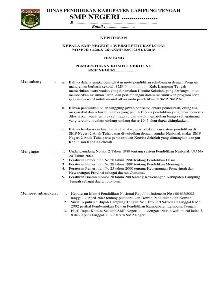 Contoh Surat Undangan Rapat Komite Sekolah Sd - Audit Kinerja