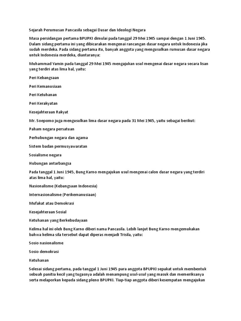 Mengusulkan Rumusan Dasar Negara Pada Sidang Bpupki Pertama Adalah