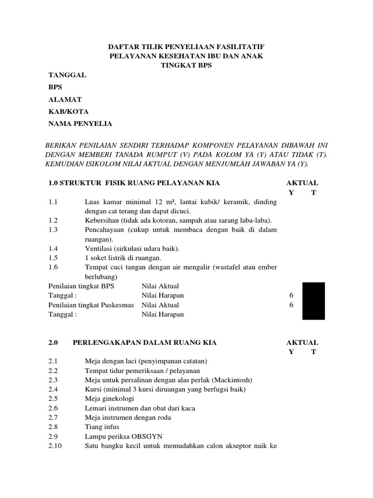 Daftar Tilik Penyeliaan Fasilitati1 | PDF