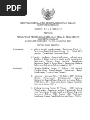 Sk kades tentang ptpkd 2017. Pengelolaan Keuangan 2017 Pdf