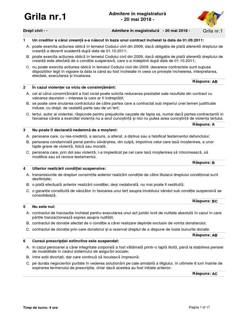 242/2018, care vizează procedurile de admitere în magistratură și. Subiecte Admitere MagistraturÄƒ 20 Mai 2018 Pdf