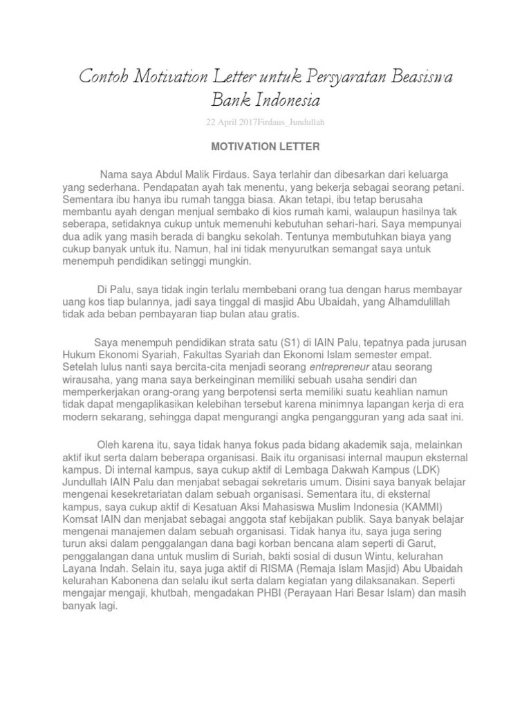 Many job seekers already know that a large percentage of jobs aren't advertised. Contoh Motivation Letter Untuk Beasiswa Magang Seleksi Volunteer Dll