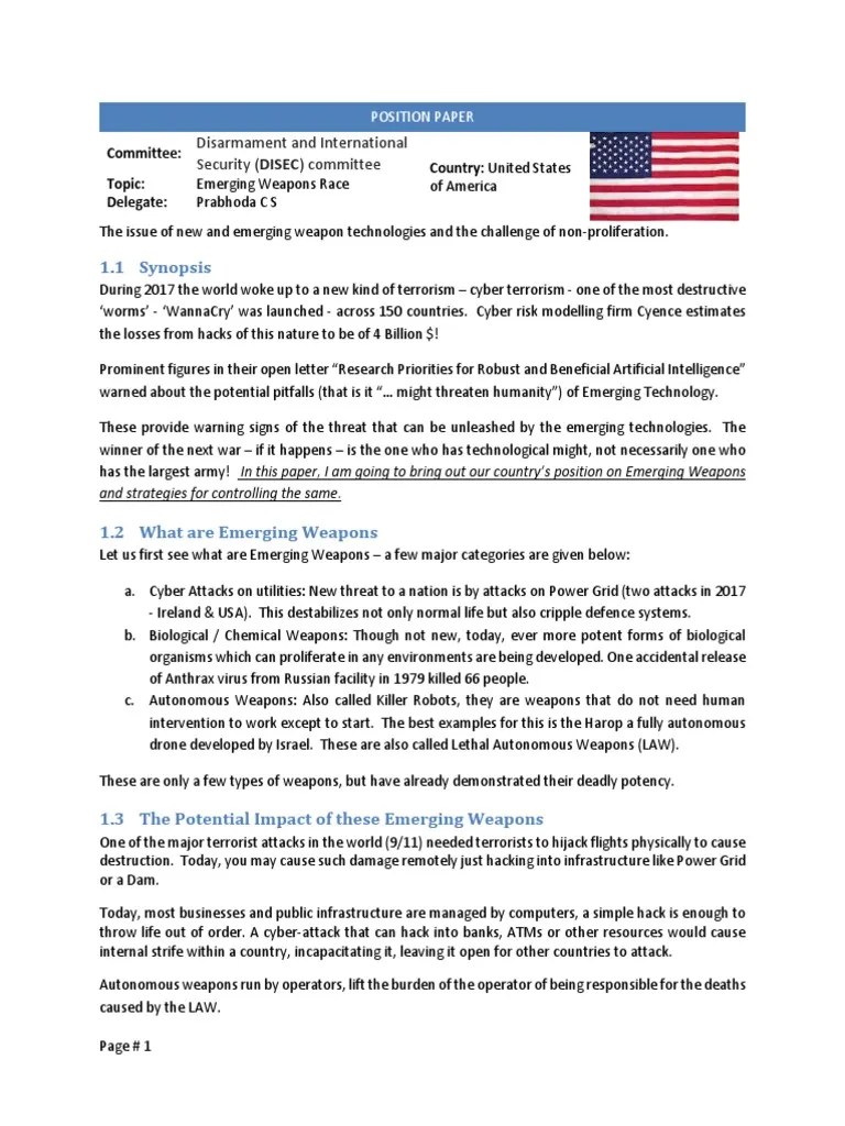 A good position paper example outline will serve you as guiding moonlight to dispel the darkness of doubts. Mun position paper | Online Safety & Privacy | Cyberwarfare