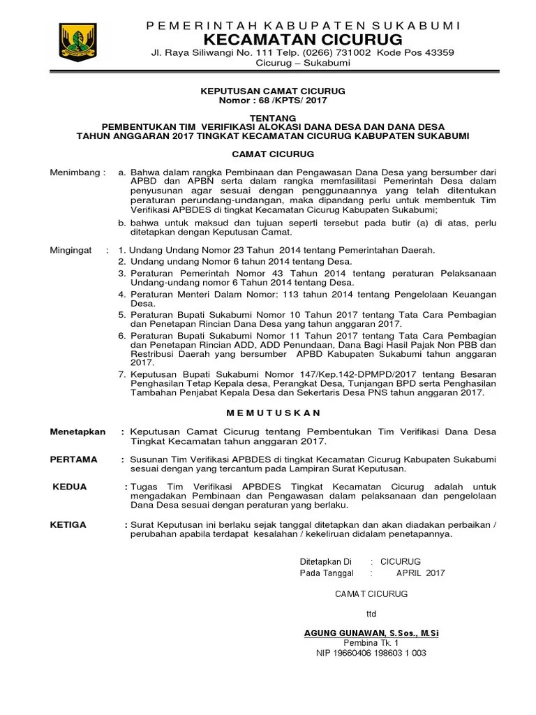 Membebankan biaya pelaksanaan tugas tim verifikasi rencana. Sk Tim Verifikasi Dan Validasi Add Pdf Pdf