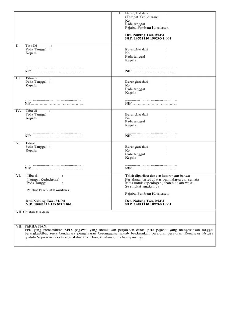 Catatan:mohon sppd dibuat 2 (dua) rangkap dengan menggunakan kertas folio untuk ditandatangani oleh pimpinan instansi/lembaga dan . Format Sppd Maret 2018 Pdf