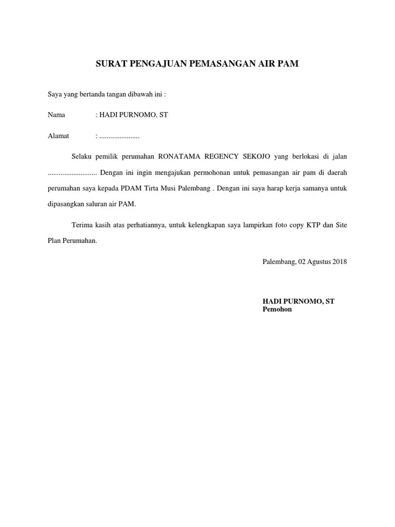 Pondok pesantren salafi adalah sebagai berikut : Surat Pengajuan Pemasangan Air Pam Pdf