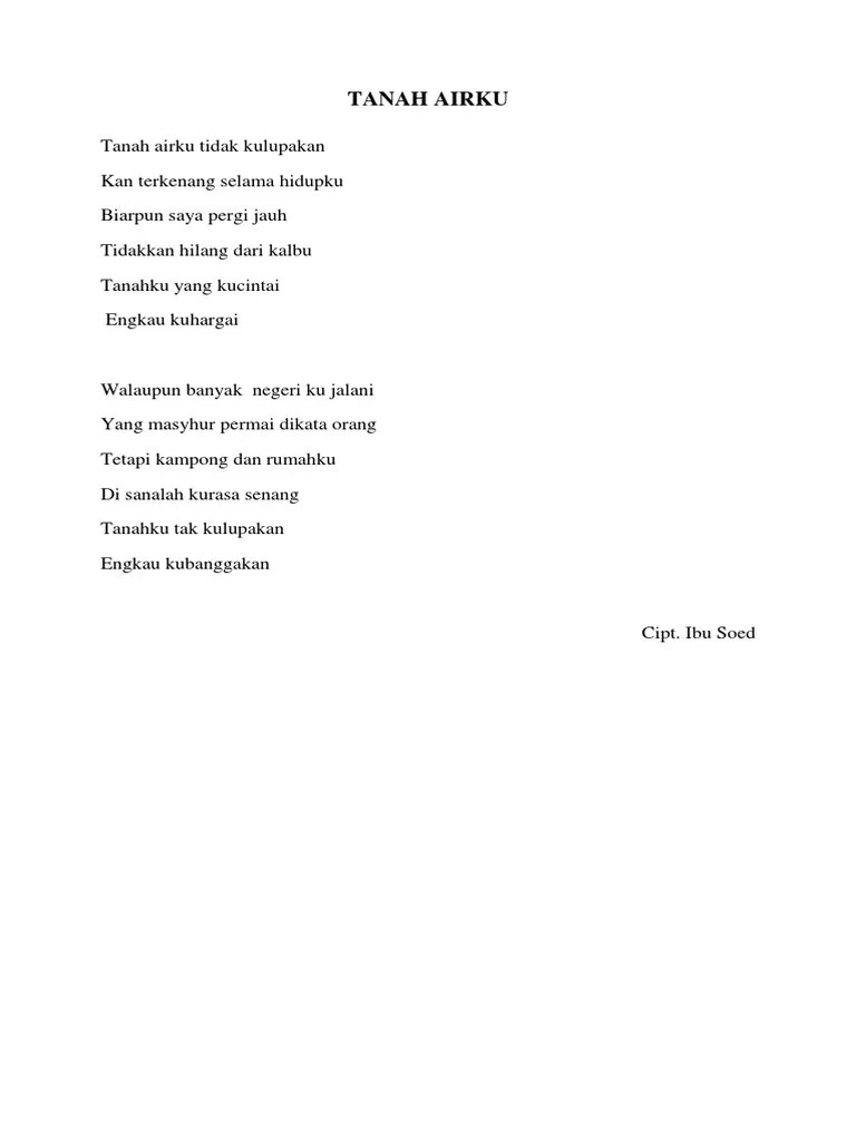 Melalui contoh dan latihan, siswa dapat menyanyikan lagu berjudul ^ beragam budaya indonesia, dengan tempo dan nada yang benar (lagu ciptaan sendiri ). Tempo Lagu Tanah Airku Ciptaan Ibu Sud Adalah Cara Golden