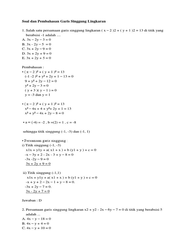 Garis Singgung Lingkaran | PDF