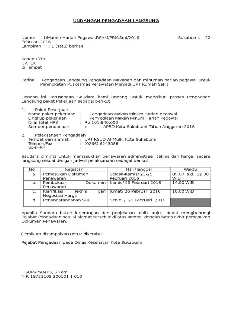 Undangan Pengadaan Langsung | PDF