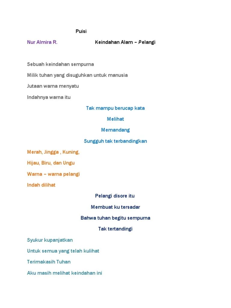 Di selat sunda perahu berlintas lalu lalang membawakan penumpang menyibakkan pesona gunung krakatau . Puisi Keindahan Alam Pdf