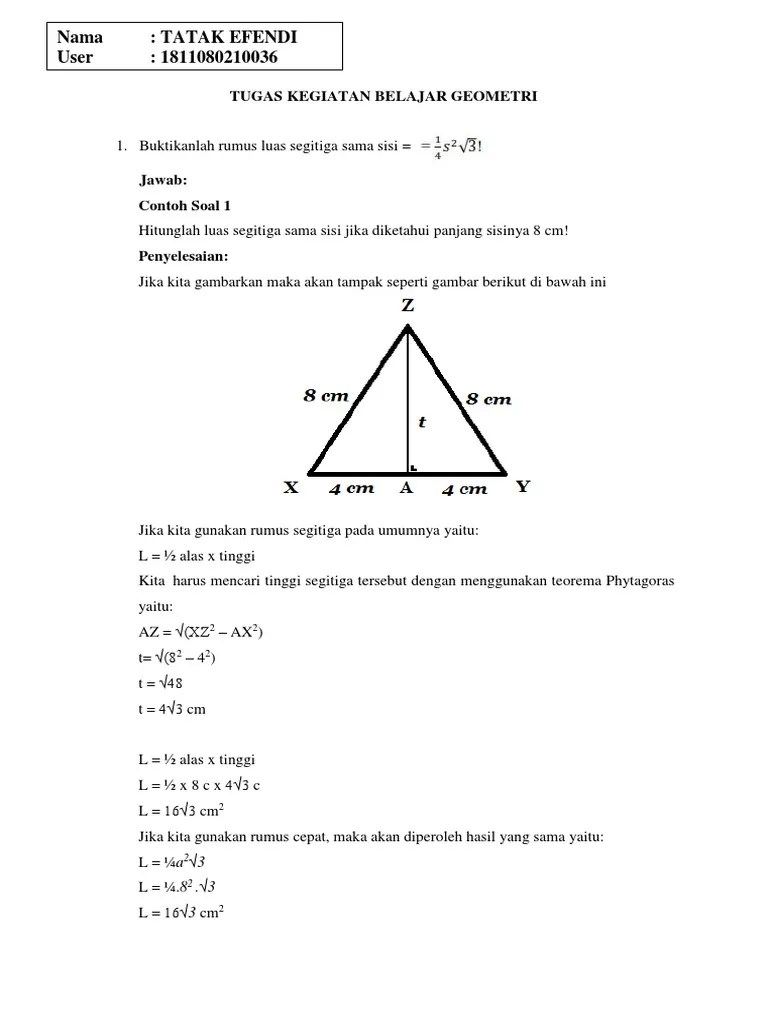 Tugas Kegiatan Belajar Geometri Kb2 - Tatak Efendi | PDF