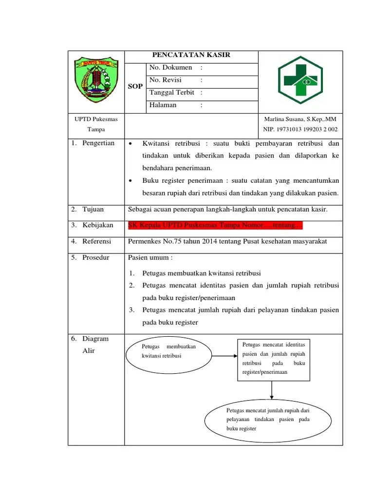 Prosedur penerimaan pasien rawat jalan cobangoprek. Sop Pencatatan Kasir Pdf