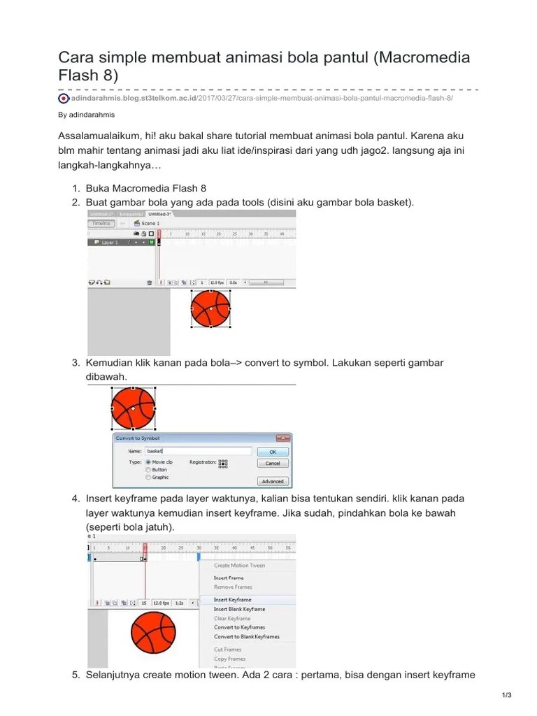 Adindarahmis - Blog.st3telkom - ac.Id-Cara Simple Membuat Animasi Bola  Pantul Macromedia Flash 8 | PDF