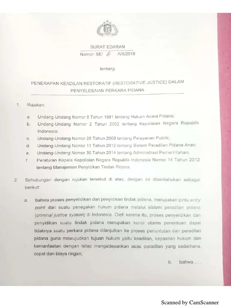 Selasa 02 nov 2021 21:11 wib. Surat Edaran Kapolri No 08 Tahun 2018 Tgl 27 Juli 2018 Pdf Pdf
